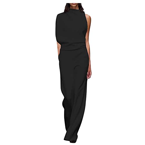 RMBLYfeiye Jumpsuit Damen Lang Rundhals Schulterfrei Jumpsuit Elegant Für Hochzeit Hohe Taille Mesh Cover Jumpsuit Mit Geradem Bein Hosenanzug Damen Business Hosenanzug Damen Festlich Hochzeit von RMBLYfeiye