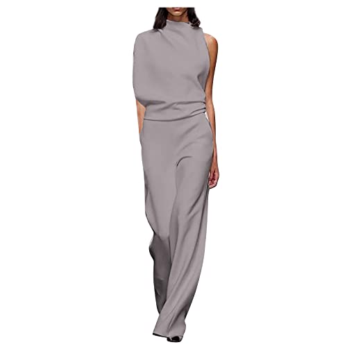 RMBLYfeiye Jumpsuit Damen Lang Rundhals Schulterfrei Jumpsuit Elegant Für Hochzeit Hohe Taille Mesh Cover Jumpsuit Mit Geradem Bein Hosenanzug Damen Business Hosenanzug Damen Festlich Hochzeit von RMBLYfeiye