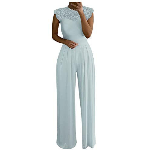 RMBLYfeiye Jumpsuit Damen Lang V-Ausschnitt Einfarbiges Kurzarm Jumpsuit Mit Gürtel Hohe Taille Tailliert Tunika Jumpsuit Business Hosenanzug Jumpsuit Damen Elegant Für Hochzeit von RMBLYfeiye