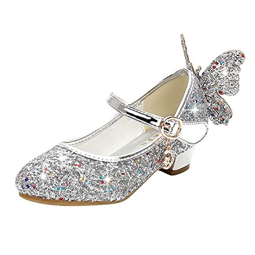 Kinder Mädchen Schmetterling Sport Schuhe mit Absatz High Heel Kristall Sport Schuhe Partei Glitzer Pailletten Prinzessin Sandalen Festliche Sport Schuhe Karneval Fasching Kostüm Zubehör von RMBLYfeiye