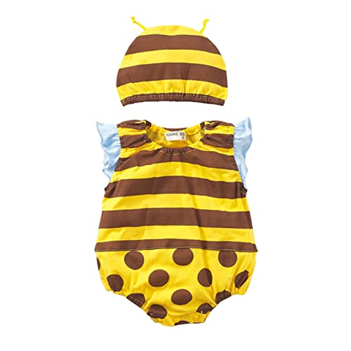 RMBLYfeiye Kleinkind Newborn Kinder Baby Jungen Mädchen Cartoon Cosplay Tanz Ärmellos Nette Weiche Strampler Hut Outfits Set Wassermelone Honigbiene Marienkäfer Kostüm von RMBLYfeiye