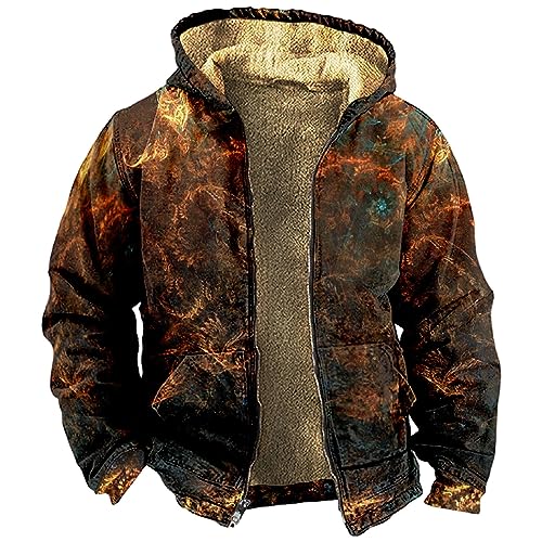 RMBLYfeiye Regenjacke Herren Fahrrad Strickjacken Für Herren Parker Herren Jacke Tie Dye Vintage Kapuzenjacke Fleece Futter Winterjacke Thermo Holzfäller Jacke Gefüttert Dackel Mantel (Schwarz, 3Xl) von RMBLYfeiye