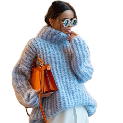 RMBLYfeiye Sportjacke Damen Hoodie Oversize Los Angeles Pullover Rollkragen Einfarbiges Kuschelpullover Warm Business Long Sleeve Sweater Langarmshirt Sport von RMBLYfeiye