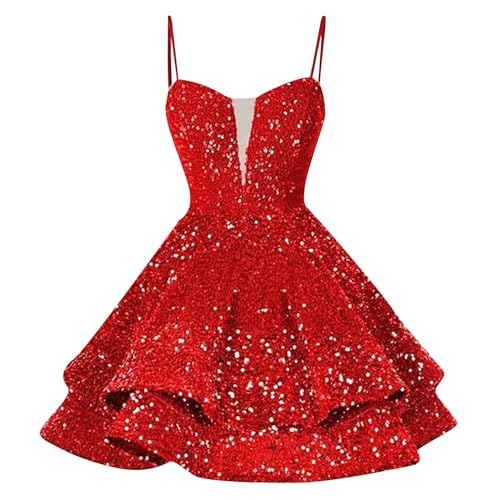 Sommerkleid Damen Leicht Kleider Große Größen Festlich Sommer Elegant Spaghetti A Linien Glitzer Kleid Ausgefallene von RMBLYfeiye