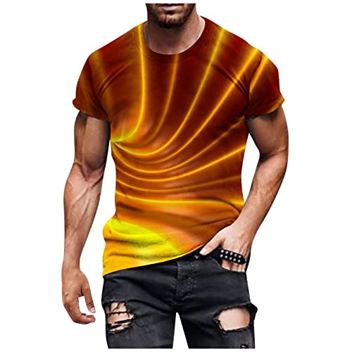 Sport Tshirts Herren Herren Hemd Grün Herren Poloshirts Rundhals Sterne Druck Muskelshirts Kurzarm Slim Fit Sport Shirts Stretch Funktionsshirt Poloshirt (Orange, 6XL) von RMBLYfeiye