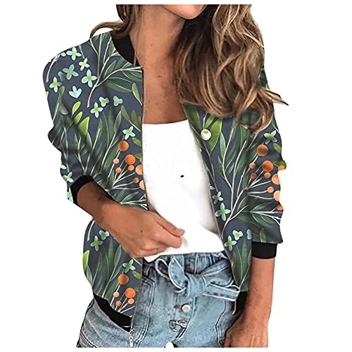 Strickjacke Schwarz Damen Strickjacke Mit Reissverschluss Damen Strandkimonos Damen Blumen Bedruckt Leichte Übergangsjacke Mit Reißverschluss Elegant Sweatjacke Mit Taschen Damen Jacke (Grün, M) von RMBLYfeiye