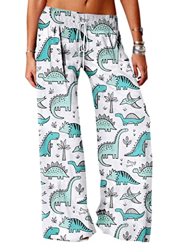 RMCMS Damen-Pyjamahose für niedliche Dinosaurier-Grafik, Prime-Kordelzug-Hose, Damen-Stretch-Nachtwäsche, Lounge, weites Bein, Farbe: 16, Groß RMCMS Damen-Pyjamahose für niedliche Dinosaurier-Grafik, Prime-Kordelzug-Hose, Damen-Stretch-Nachtwäsche, Lounge, weites Bein, Farbe: 16, Groß von RMCMS