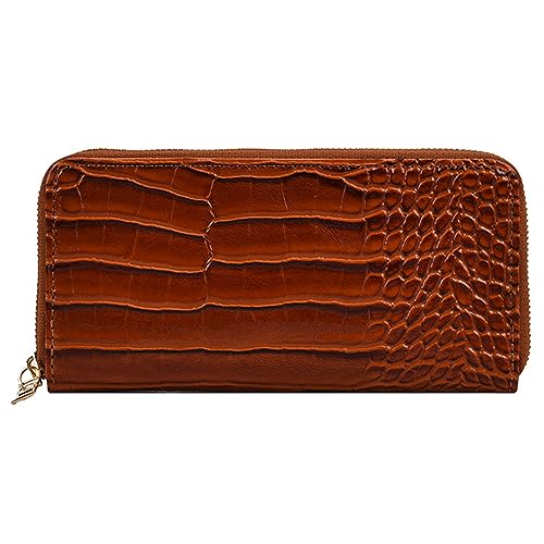 RMENGZHOUXI Frauen Leder Kartenhalter Lässige Krokodil Textur Clutch Große Kapazität mit Kartenfächern Weibliche Clutch Handtasche von RMENGZHOUXI