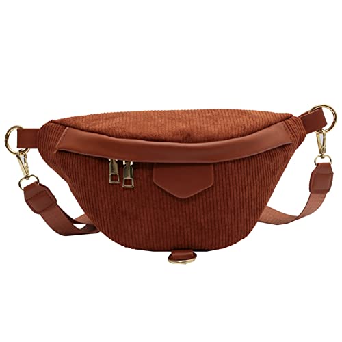 RMENGZHOUXI Retro Damen Brusttasche Einfarbig Herren Hüfttasche Reißverschluss Pu for Straßeneinkäufe im Herbst und Winter von RMENGZHOUXI