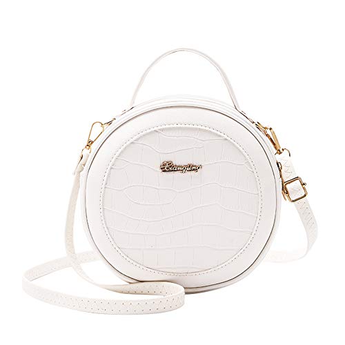 Retro Damen Alligator PU Crossbody Tasche Female Kleine Runde Geldbörse Schultertasche Handtasche, weiß von RMENGZHOUXI