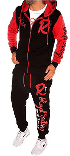 Herren Fitness Jogginganzug Sportanzug Trainingsanzug A. Royal Sailing (6XL Schwarz-Rot von RMK