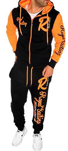 Herren Fitness Jogginganzug Sportanzug Trainingsanzug A. Royal Sailing (M, Schwarz-Orange) von RMK