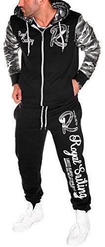 Herren Fitness Jogginganzug Sportanzug Trainingsanzug A. Royal Sailing (XXL, Camouflage-Grau) von RMK