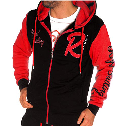 Herren Jacke Collegejacke Übergangsjacke Sweatjacke Kapuzenjacke Joggingjacke Ja.555 (XXL, Rot) von RMK