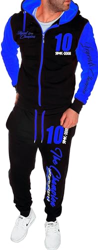 Herren Jogginganzug Sportanzug Marine Royal Fitness Streetwear Trainingsanzug A.2252 (DE/NL/SE/PL, Alphanumerisch, S, Regular, Regular, Blau) von RMK