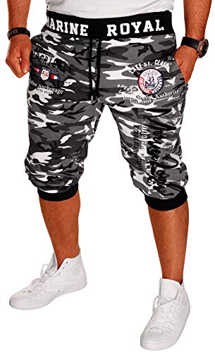 Jaylvis Herren Short Shorts Bermuda Kurze Hose Sommer Steetwear 3/4 Marine Royal Camouflage (B.3484) (S, Camou-schwarz) von Jaylvis