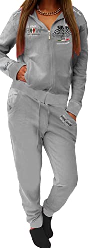 RMK Damen Jogginganzug Trainingsanzug Hose Jacke Streetwear Hausanzug Fitnessanzug A.2258 (44, Grau) von RMK