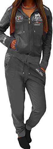 RMK Damen Jogginganzug Trainingsanzug Hose Jacke Streetwear Hausanzug Fitnessanzug A.2258 (48, Anthrazit) von RMK