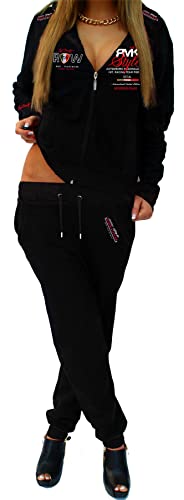 RMK Damen Jogginganzug Trainingsanzug Hose Jacke Streetwear Hausanzug Fitnessanzug A.2258 Schwarz-Rot 44 (XL) von RMK