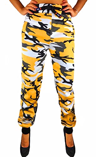 RMK Damen Jogginghose Trainingshose Sporthose Camouflage H.02H.02 Camou-Gelb 50 (3XL) von RMK