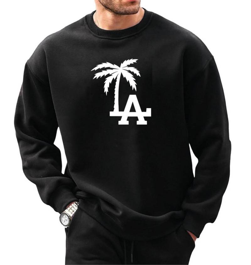 RMK Fleecepullover Herren Rundhalspullover Pullover Oversized Fitness LA Los Angeles mit Baumwolle von RMK