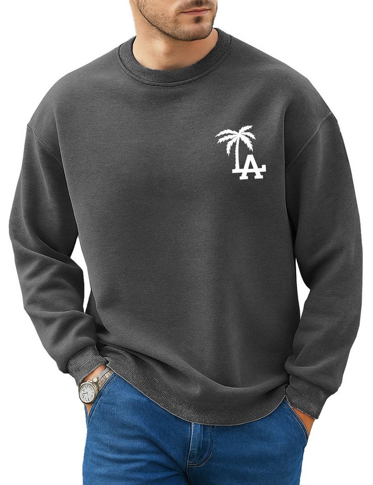 RMK Fleecepullover Herren Rundhalspullover Pullover Oversized Fitness LA Los Angeles mit Baumwolle von RMK