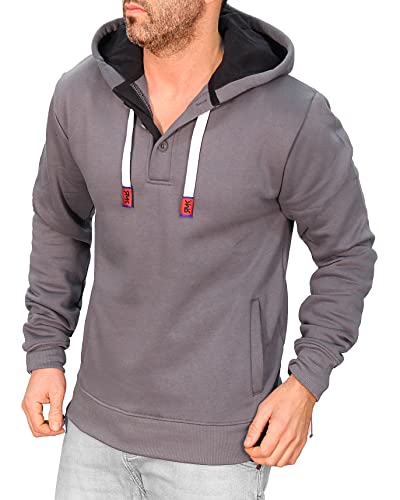 RMK Herren Basic Kapuzenpullover Sweatjacke Pullover Uni Hoodie mit Kapuze Sweatshirt P.05 Anthrazit S von RMK