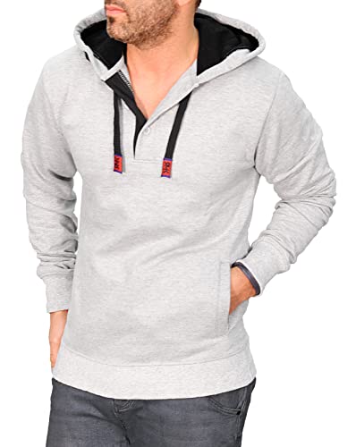 RMK Herren Basic Kapuzenpullover Sweatjacke Pullover Uni Hoodie mit Kapuze Sweatshirt P.05 Grau L von RMK