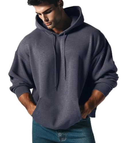 RMK Herren Basic Kapuzenpullover Sweatjacke Pullover Uni Hoodie mit Kapuze Sweatshirt P.06 (DE/NL/SE/PL, Alphanumerisch, 5XL, Regular, Regular, Anthrazit) von RMK