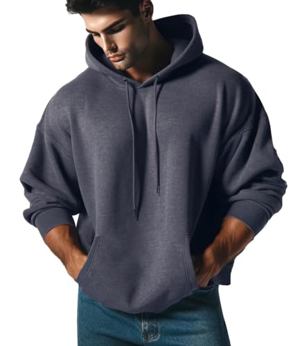 RMK Herren Basic Kapuzenpullover Sweatjacke Pullover Uni Hoodie mit Kapuze Sweatshirt P.06 (DE/NL/SE/PL, Alphanumerisch, 6XL, Regular, Regular, Anthrazit) von RMK