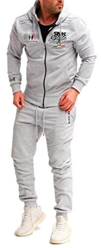 RMK Herren Fitness Jogginganzug Sportanzug Freizeitanzug Jogger Basic Hausanzug A.2258 Grau 4XL von RMK