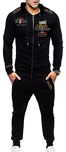 RMK Herren Fitness Jogginganzug Sportanzug Trainingsanzug Jogger Hausanzug A.2258 Schwarz-Gold 5XL von RMK