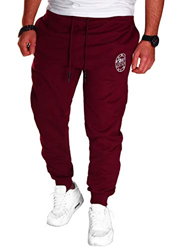 RMK Herren Hose Jogginghose Trainingshose Sporthose Fitnesshose Sweatpants Uni Einfarbig H.07 Rot 3XL von RMK