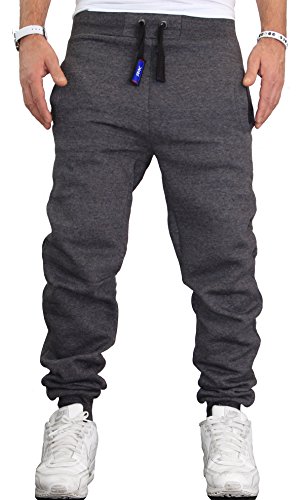 RMK Herren Hose Jogginghose Trainingshose Fitnesshose Sweatpants Uni H.02H.02 Dunkel-Grau 3XL von RMK