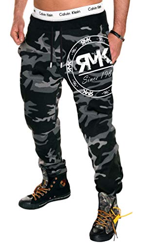 RMK Herren Hose Jogginghose Trainingshose Sporthose Fitnesshose H.08 (L, Camouflage-Weiß) von RMK