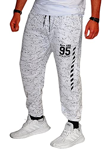 RMK Herren Hose Jogginghose Trainingshose Sporthose Fitnesshose Sweatpants (M, Weiß (Meliert) H.113) von RMK