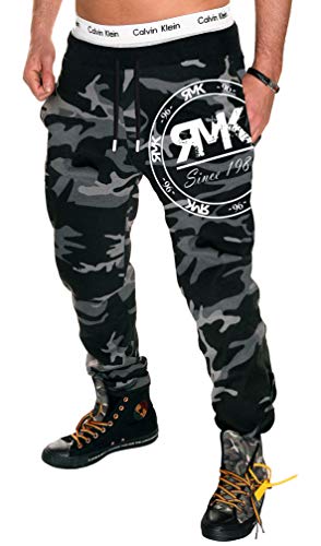 RMK Herren Hose Jogginghose Trainingshose Sporthose Fitnesshose Sweatpants H.08 (XS, Camouflage-Weiß) von RMK