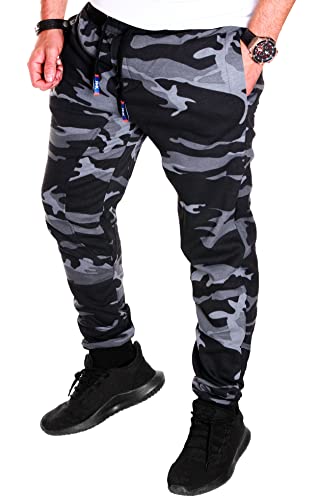 RMK Herren Hose Jogginghose Trainingshose Sporthose Fitnesshose Sweatpants Uni Einfarbig H.03H.03 (XXL, Camou_A) von RMK