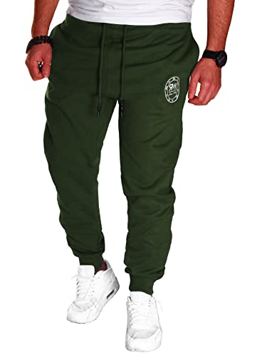 RMK Herren Hose Jogginghose Trainingshose Sporthose Fitnesshose Sweatpants Uni Einfarbig H.07 Khaki XXL von RMK