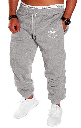 RMK Herren Hose Jogginghose Trainingshose Sporthose Fitnesshose Sweatpants Uni Einfarbig H.07 5XL Grau von RMK