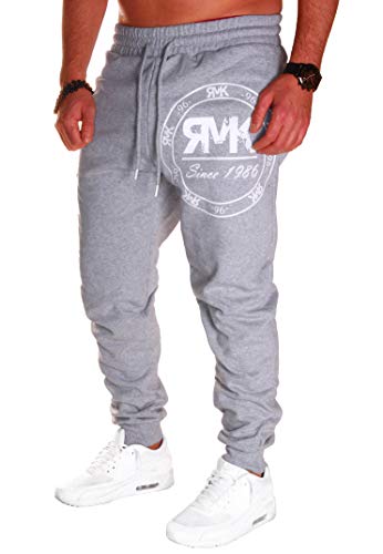 RMK Herren Hose Jogginghose Trainingshose Sporthose Fitnesshose Sweatpants Uni Einfarbig H.08 (3XL, Grau) von RMK