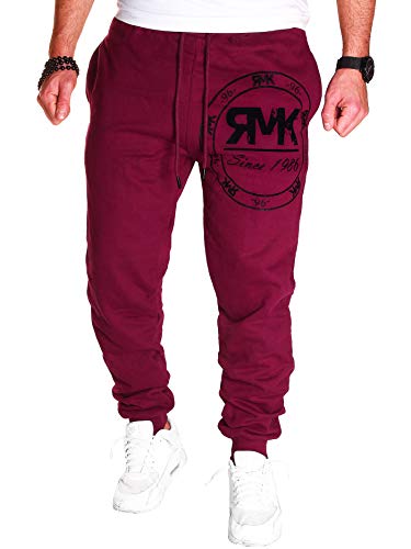 RMK Herren Hose Jogginghose Trainingshose Sporthose Fitnesshose Sweatpants Uni Einfarbig H.08 (XS, Bordeaux) von RMK
