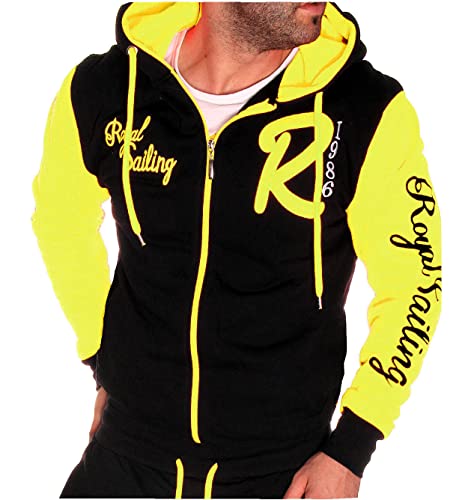 RMK Herren Jacke Collegejacke Übergangsjacke Sweatjacke Kapuzenjacke Joggingjacke Ja.555 (4XL, Gelb) von RMK