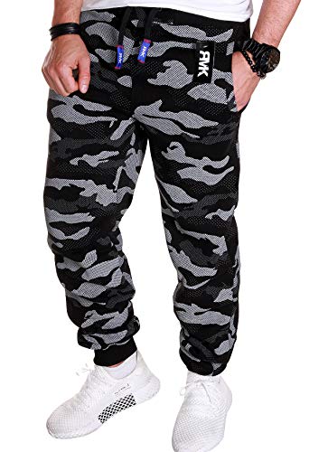 RMK Herren Jogging Hose Training Fitness Sweatpants H.02H.02 (XXL, Camouflage_schwarz (H.02H.02)) von RMK