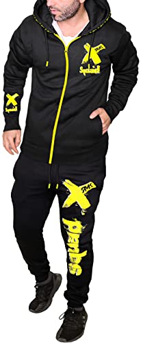 RMK Herren Jogginganzug Sportanzug Fitness Streetwear Trainingsanzug A.2251 Schwarz-Gelb/Weiß XL von RMK