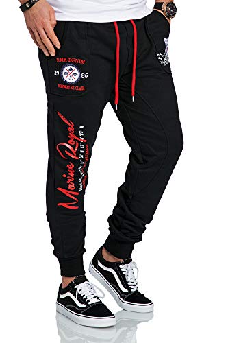 RMK Herren Jogginghose lang Baumwolle Sweatpants H.536 Schwarz-Rot S von RMK