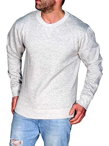 RMK Herren Pullover Basic Uni Sweatshirt Pulli mit Rundhalsausschnitt P.03 Grau S von RMK