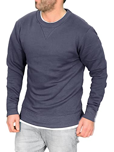 RMK Herren Pullover Basic Uni Sweatshirt Rundhals Pulli mit Rundhalsausschnitt P.03 Anthrazit M von RMK