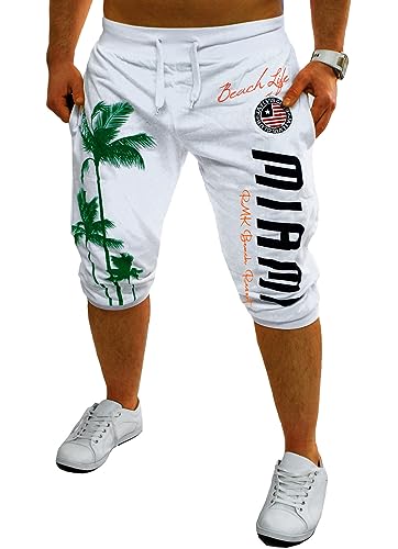 RMK Herren Short Shorts Bermuda Kurze Hose Sommer Steetwear 3/4 Miami (B.3482) Weiß 3XL von RMK
