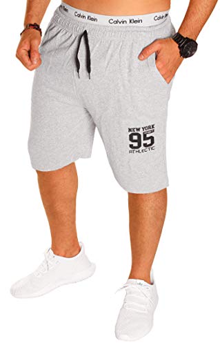 RMK Herren Short Shorts Shorty mit Zip Taschen Sport Leicht Bermuda Baumwolle Steetwear Capri Hose kurz Neu L Grau (B.222 NY von RMK
